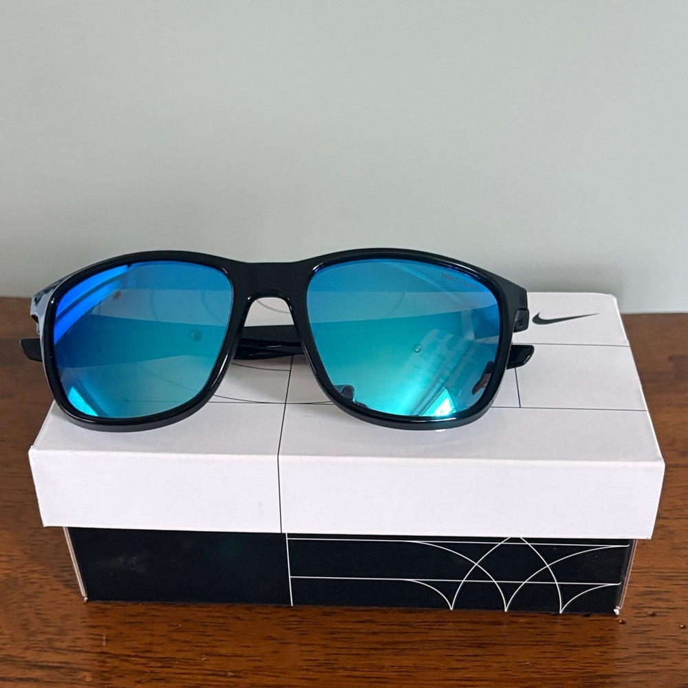 Nike Essential Endeavor Black Sunglasses with Blue Mirrored Lenses